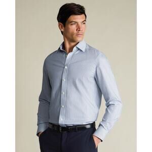 Charles Tyrwhitt Men's Slim Fit Oxford Stripe Shirt - Indigo Blue, 15.5/32in